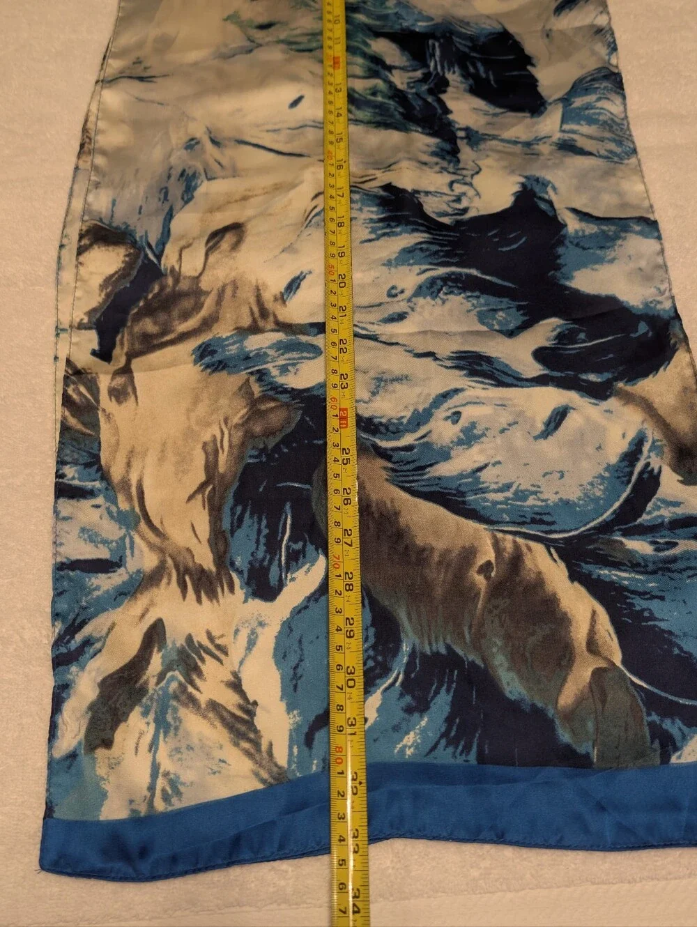 Elegant Blue and Ivory Marble Print Scarf -